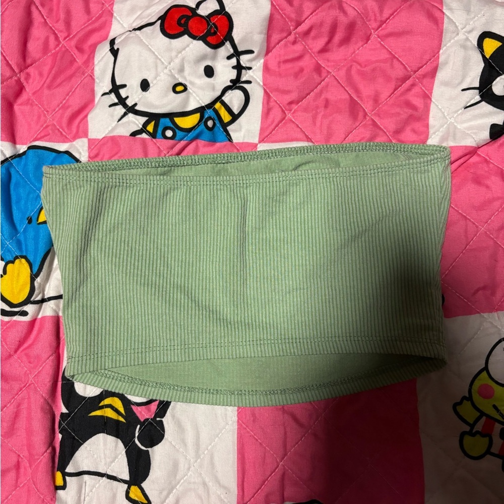 Green Ribbed Tube Top - Picture 2 of 2